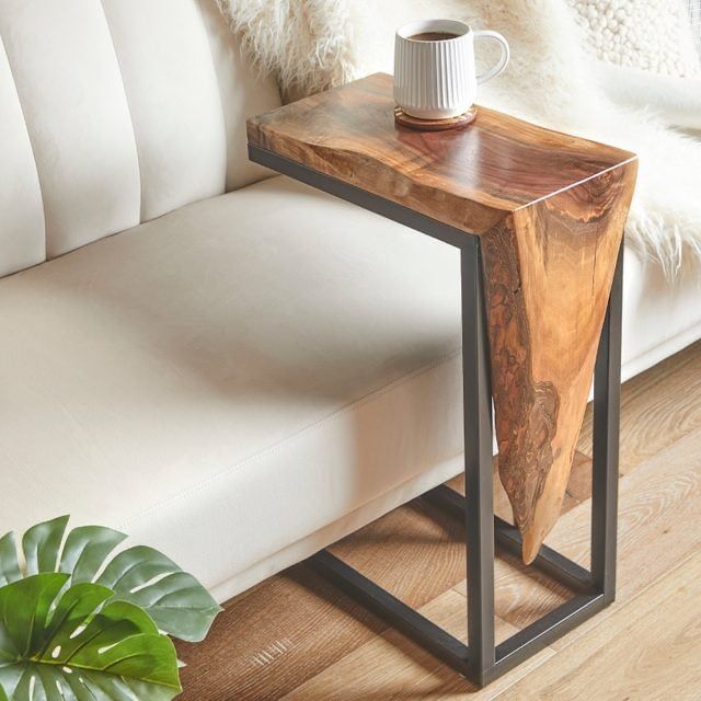 Live Edge Coffee Table – Solid Sheesham Wood with Hairpin Legs