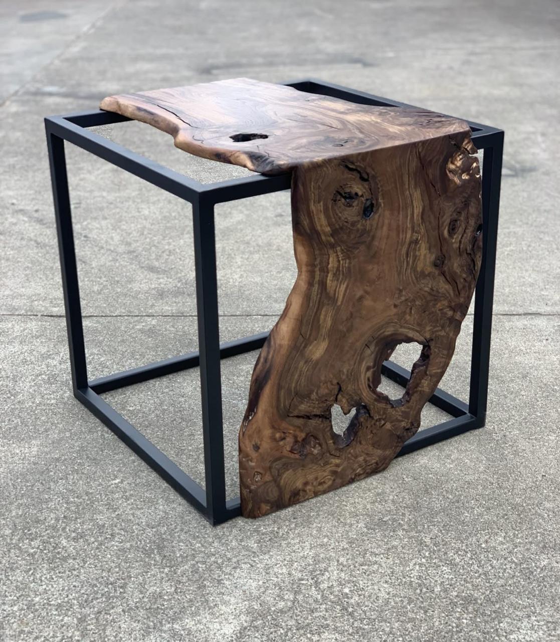 Live Edge Waterfall Side Table – Handcrafted Sheesham Wood