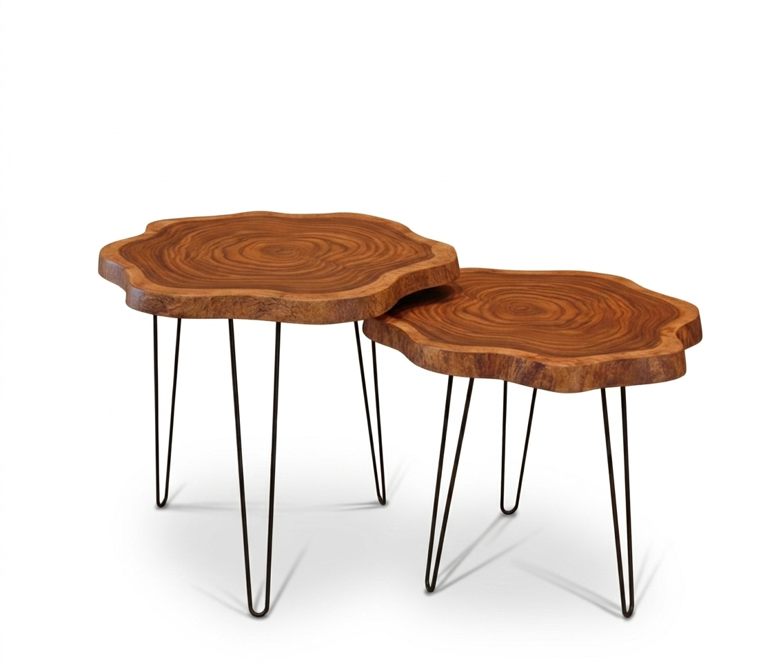 Live Edge Sheesham Wood Coffee Table – Handcrafted Round Table