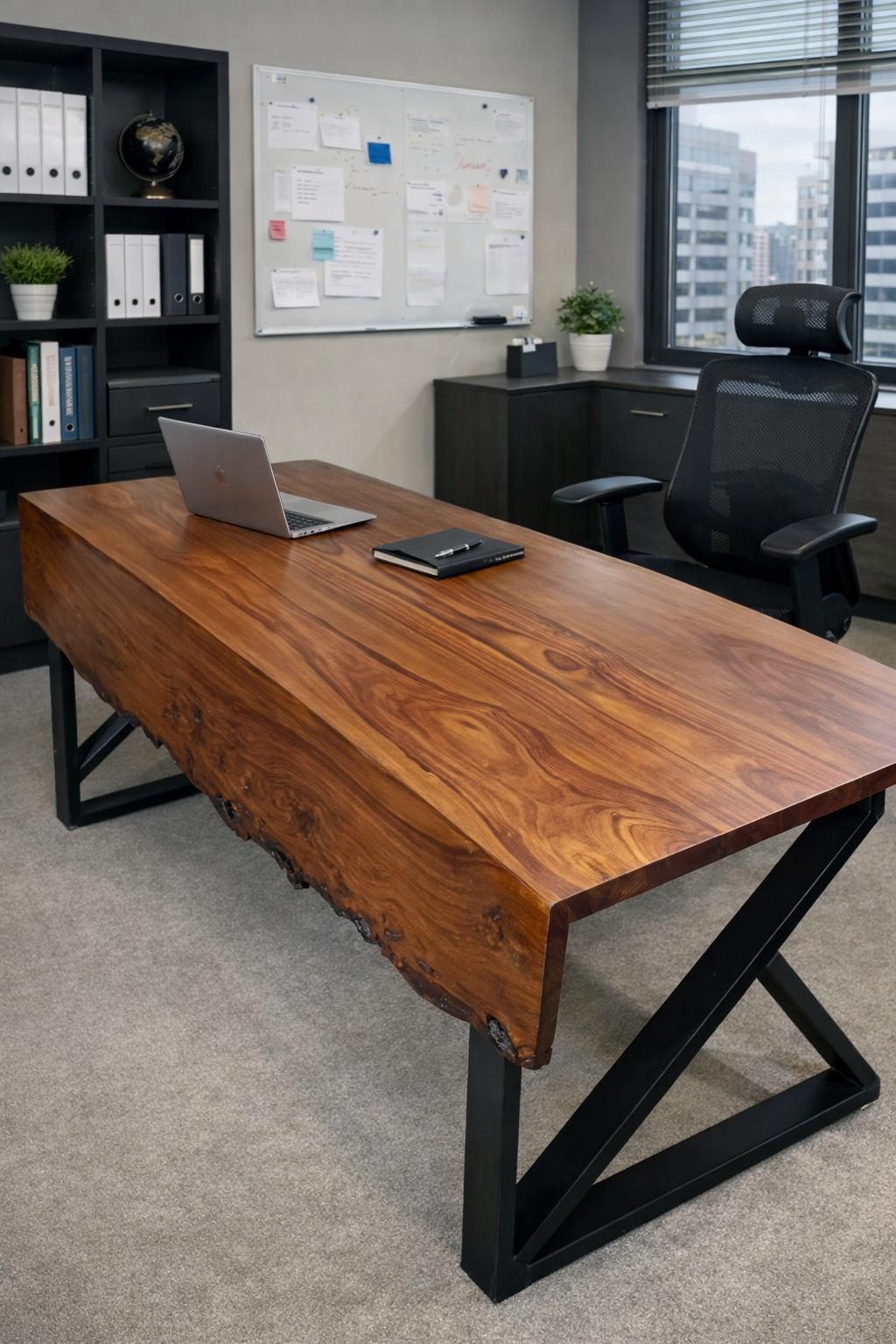 Live Edge Sheesham Wood Desk with Metal Legs – Premium Solid Wood Office Table | Aureus Living Pakistan