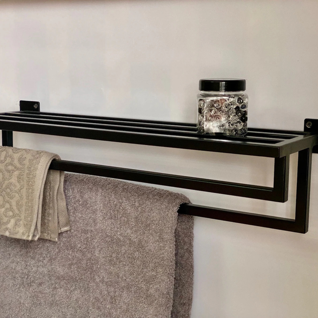 Wall Mount Metal Towel Rack – Black & White | Minimalist Bathroom & Kitchen Holder | Aureus Living Pakistan
