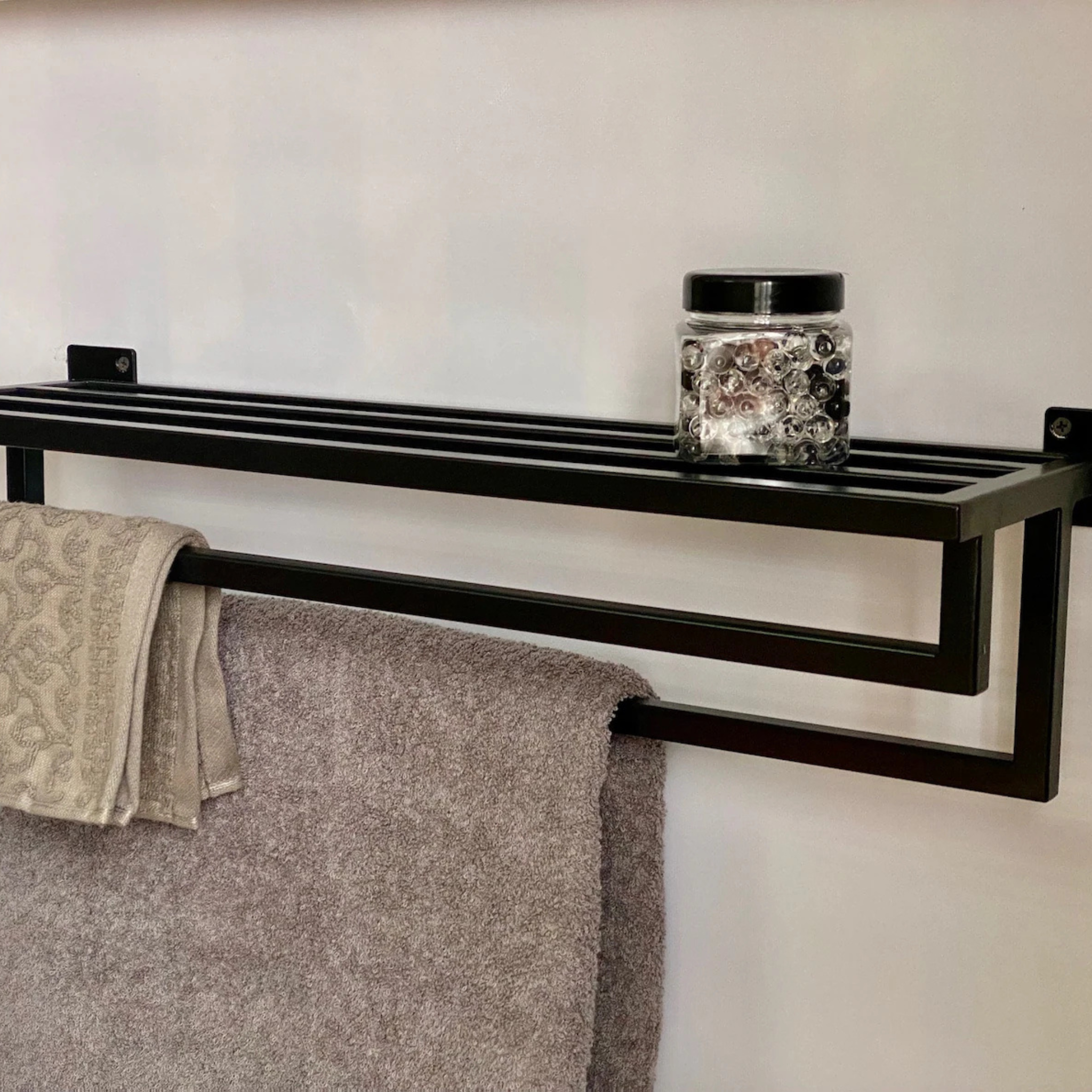 Wall Mount Metal Towel Rack – Black & White | Minimalist Bathroom & Kitchen Holder | Aureus Living Pakistan