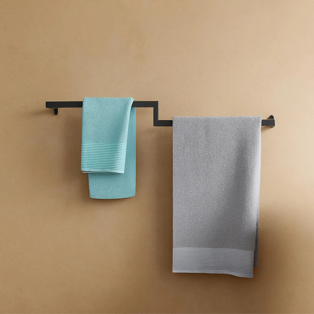 Wall Mounted Metal Towel Holder – Minimalist Rack with Hooks | Aureus Living Pakistan