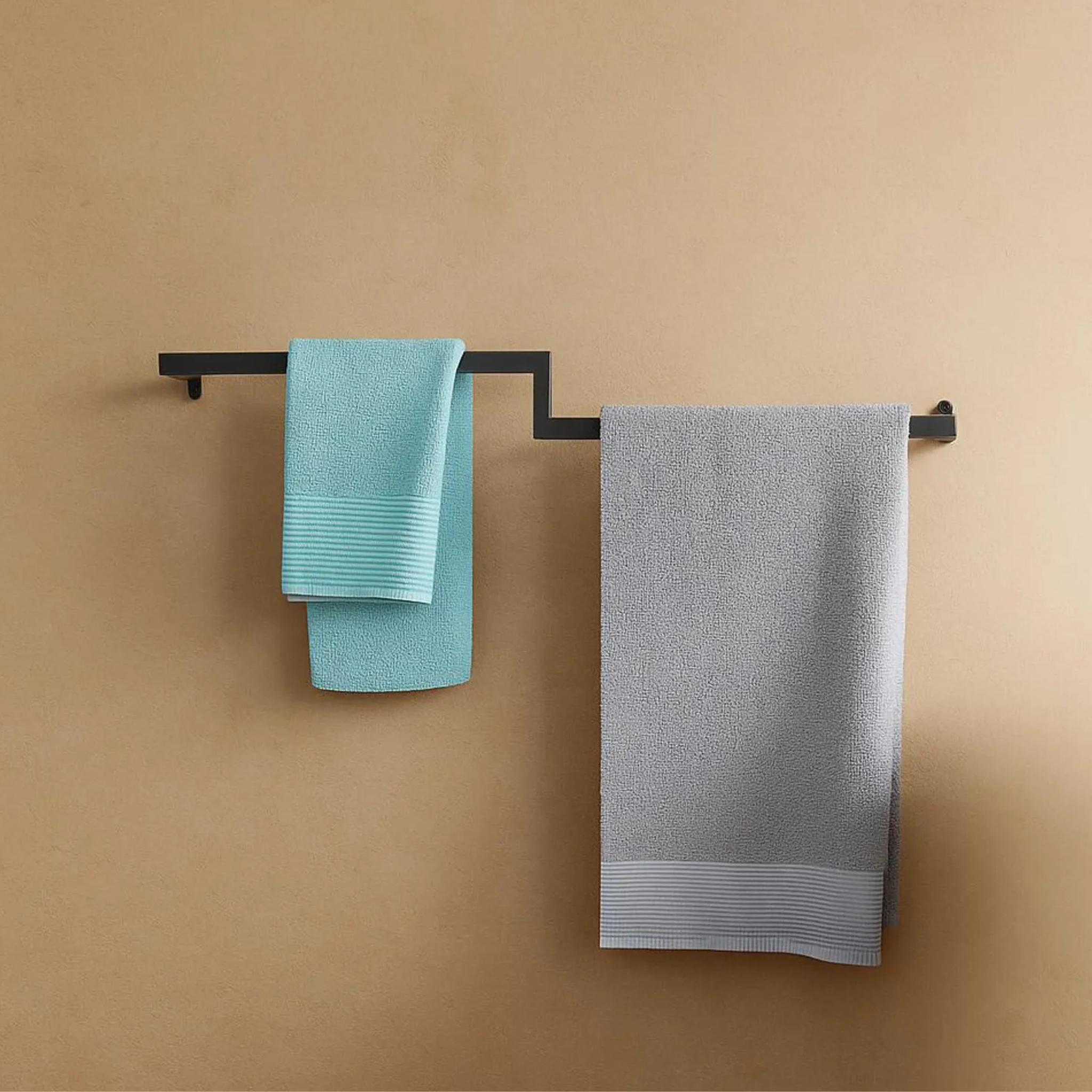 Wall Mounted Metal Towel Holder – Minimalist Rack with Hooks | Aureus Living Pakistan