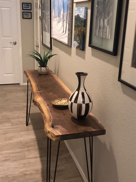Live Edge Console Table | Solid Wood Sofa Table | Hairpin Leg Entryway Table