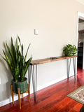 Live Edge Console Table | Solid Wood Sofa Table | Hairpin Leg Entryway Table
