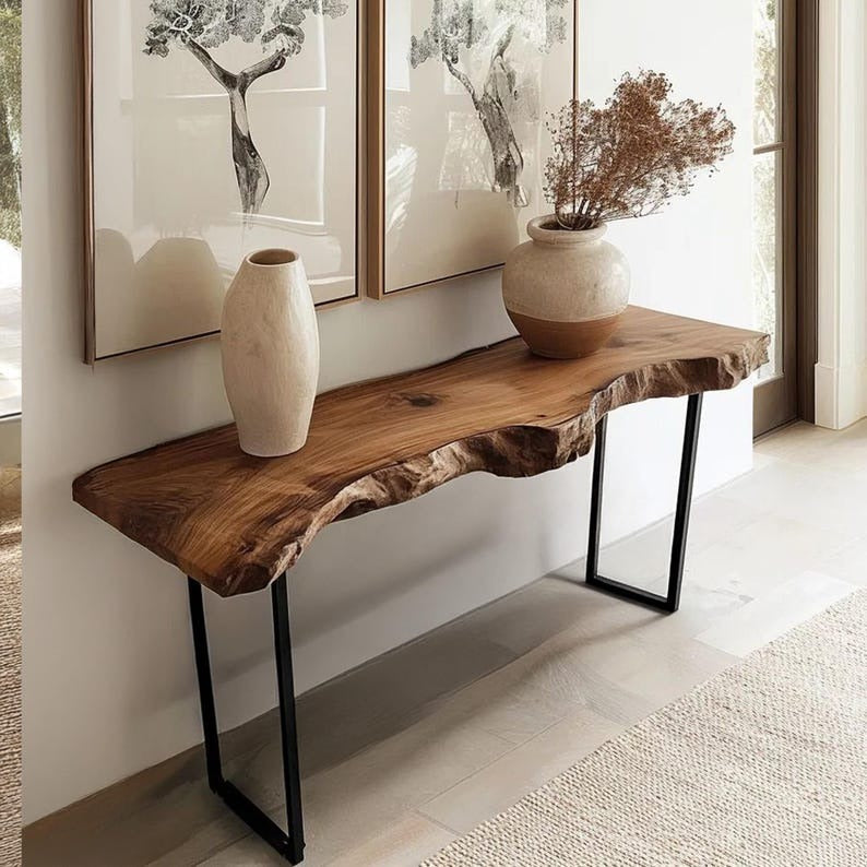 Handmade Sheesham Wood Console Table – Rustic Solid Wooden Hallway & Entryway Table