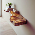 Live Edge Teak Floating Shelf – Rustic Modern Handmade Wood Wall Décor & Kitchen Shelves