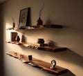 Live Edge Sheesham Floating Wall Shelves – Modern Solid Wood Shelf with Easy Installation & Hardware