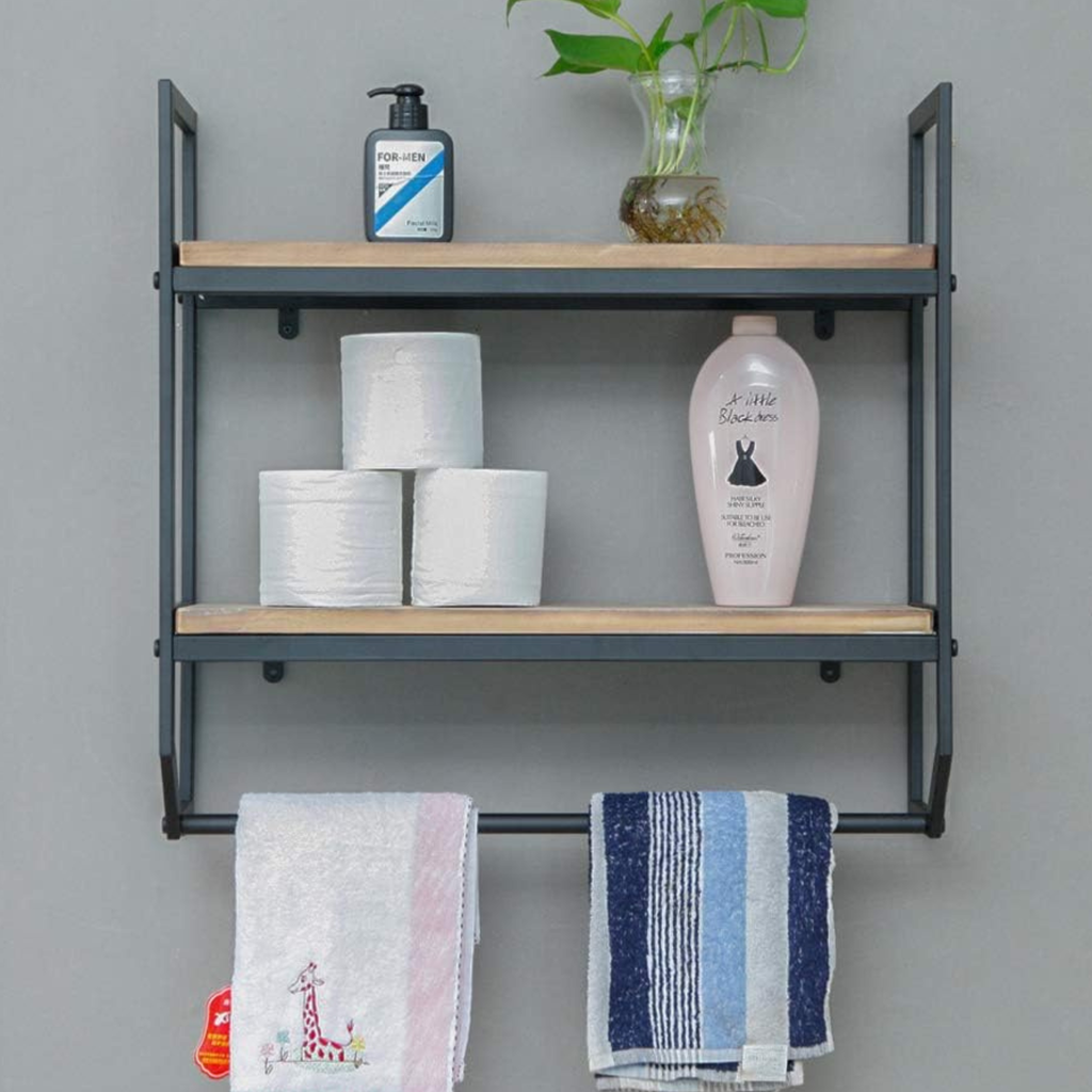 Towel Rack Floating Shelf – Metal Wall-Mounted Bathroom & Kitchen Organizer | Aureus Living Pakistan