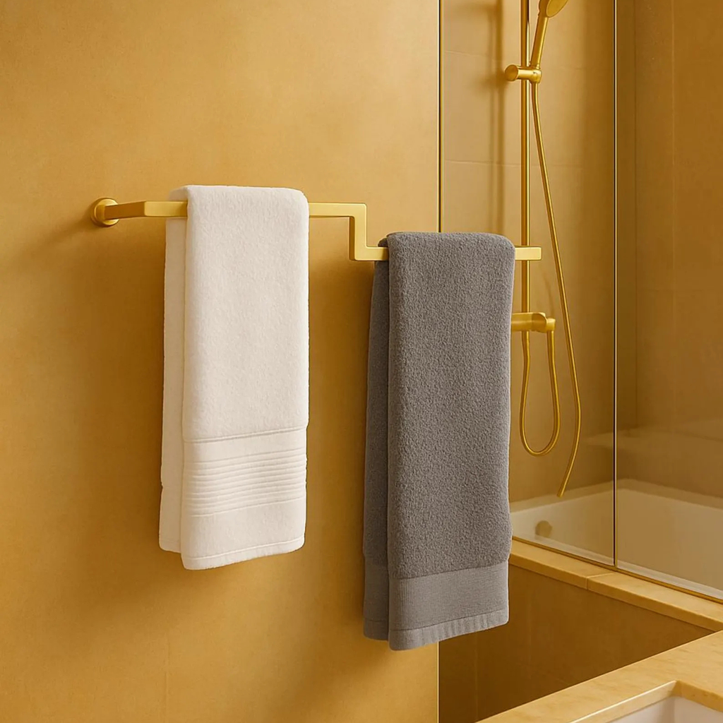 Wall Mounted Metal Towel Holder – Minimalist Rack with Hooks | Aureus Living Pakistan