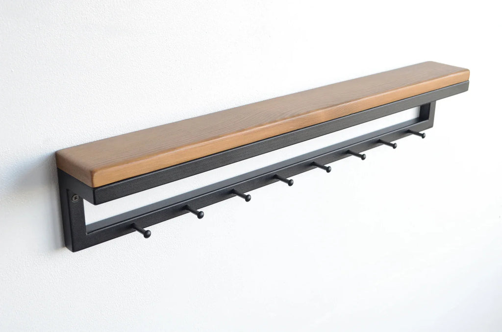 Unique Wall Mounted Rustic Clothing Shelf – Wooden Hanger & Storage