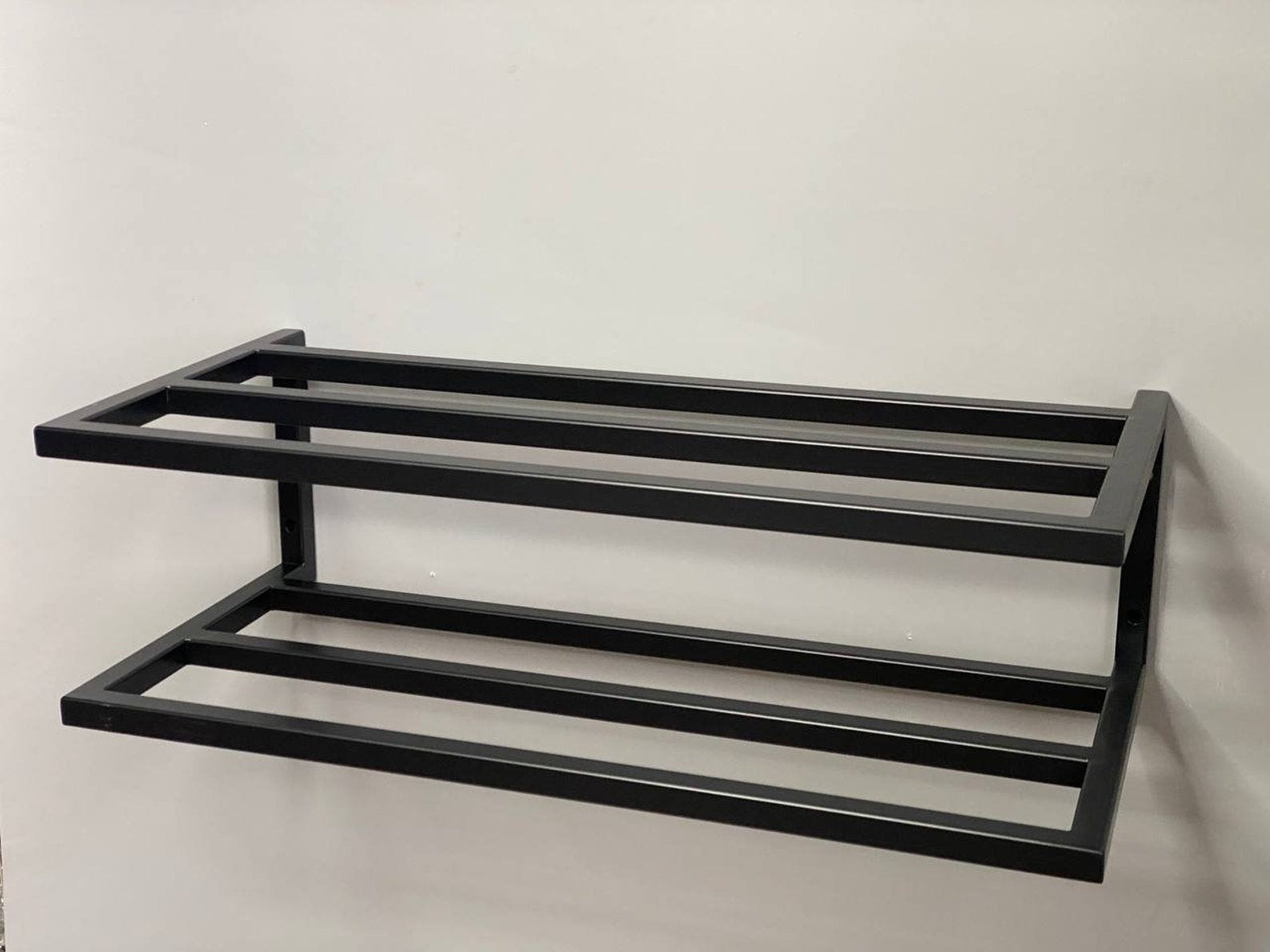 2 Tier Shoe Rack – Wall Mount Metal Shoe Shelf | Industrial Hallway Décor & Rustic Shoe Organizer