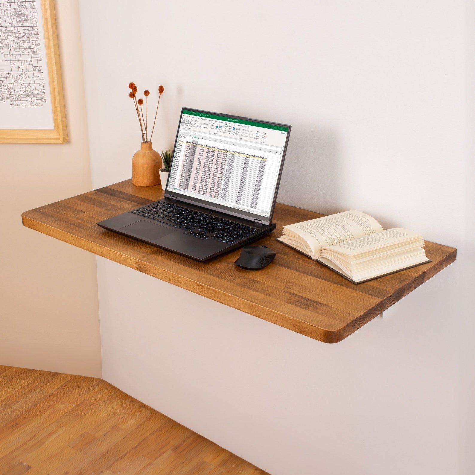 Foldable Table Home Office & Study Table – Wall-Mounted Sheesham Wood | Space-Saving Workspace Solution