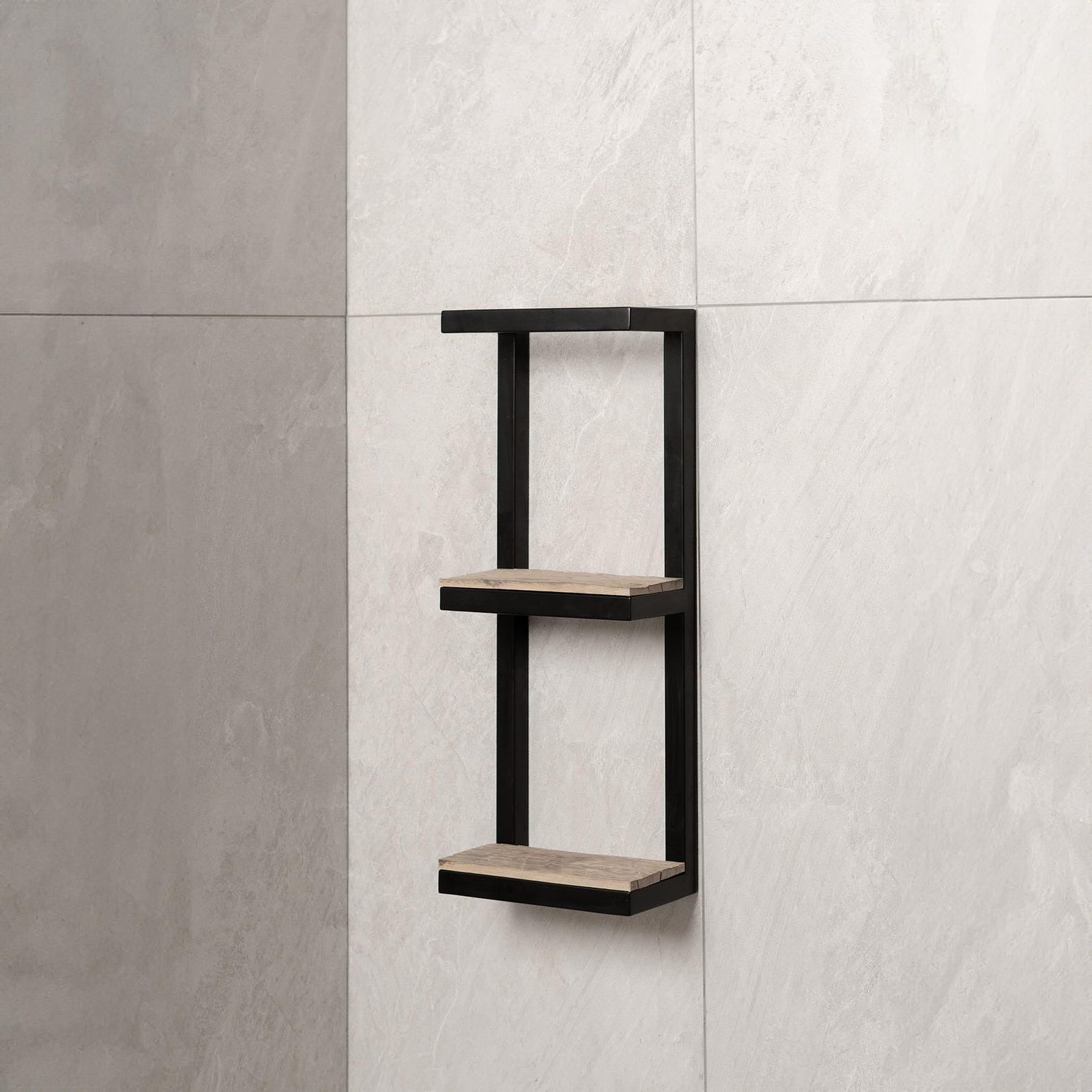 Bathroom Shelf with Towel Bar – Floating Bathroom Shelf | Wall-Mounted Metal Frame with Solid Wood Shelf