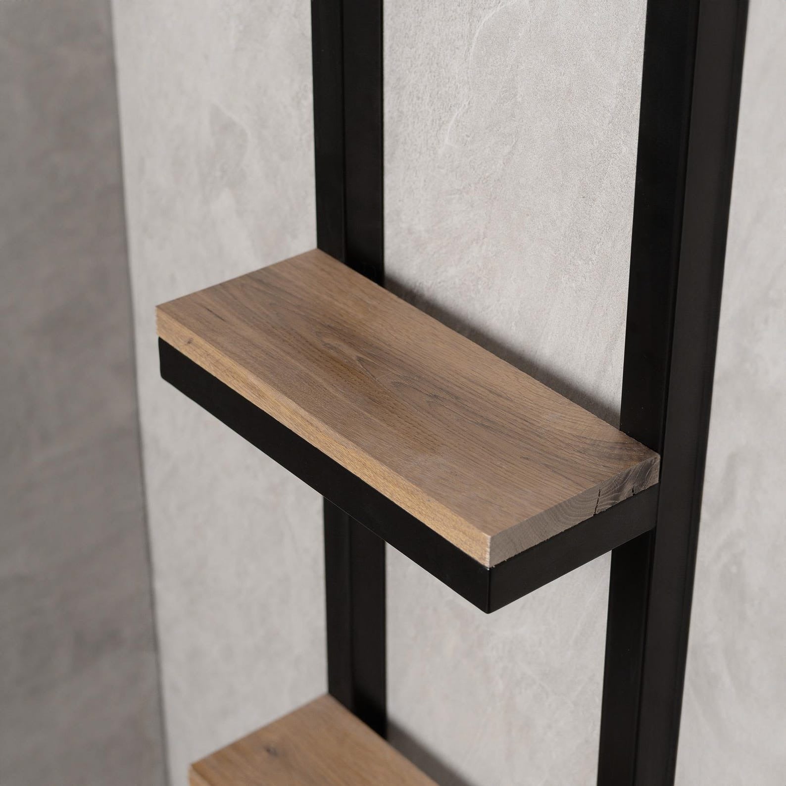 Bathroom Shelf with Towel Bar – Floating Bathroom Shelf | Wall-Mounted Metal Frame with Solid Wood Shelf