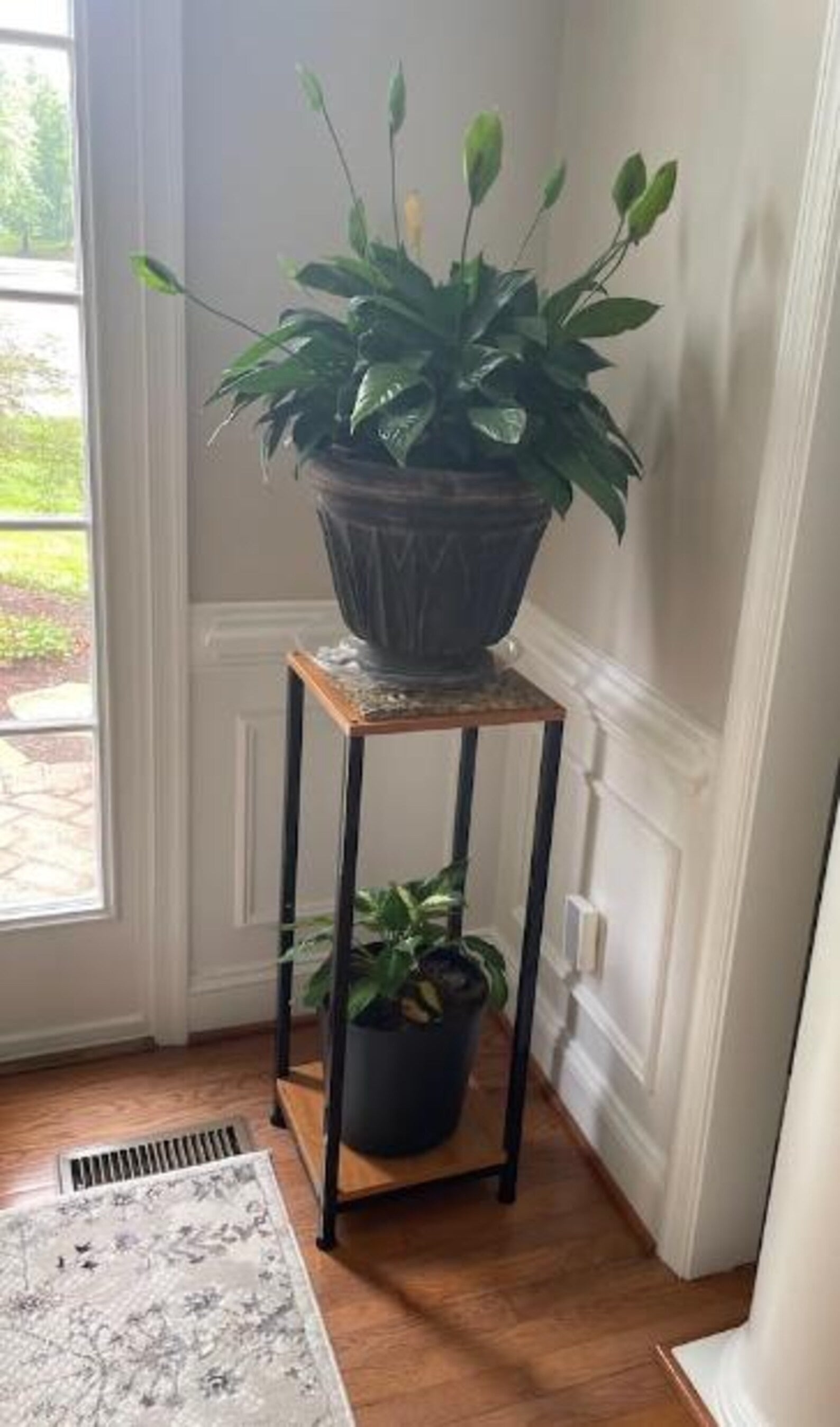 2 Tier Metal Wood Plant Stand – Indoor Plant Stand | Waterproof & Rustproof Wooden Flower Pot Stand for Home Décor