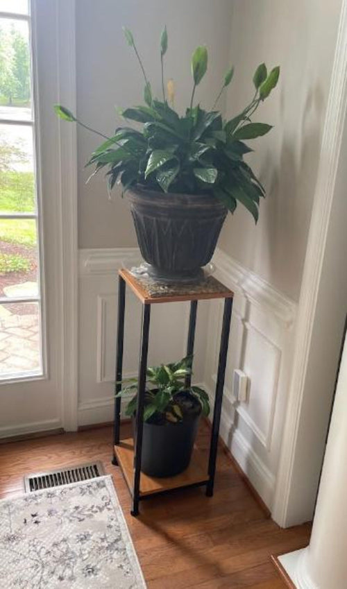 2 Tier Metal Wood Plant Stand – Indoor Plant Stand | Waterproof & Rustproof Wooden Flower Pot Stand for Home Décor