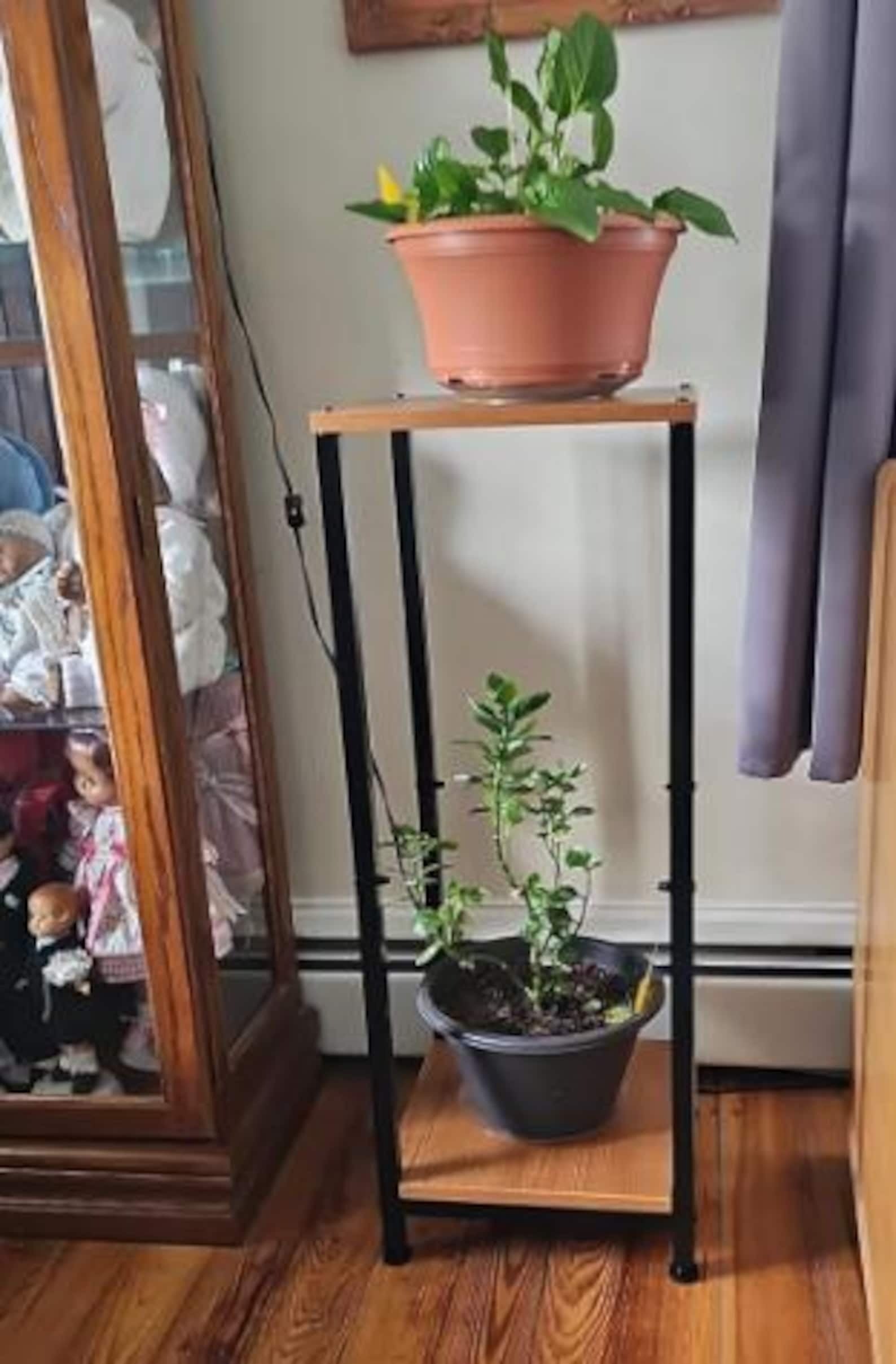 2 Tier Metal Wood Plant Stand – Indoor Plant Stand | Waterproof & Rustproof Wooden Flower Pot Stand for Home Décor