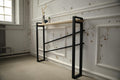 Handmade Industrial Console Table – Solid Wood with Powder-Coated Metal Frame | Wall Console with Natural Grain