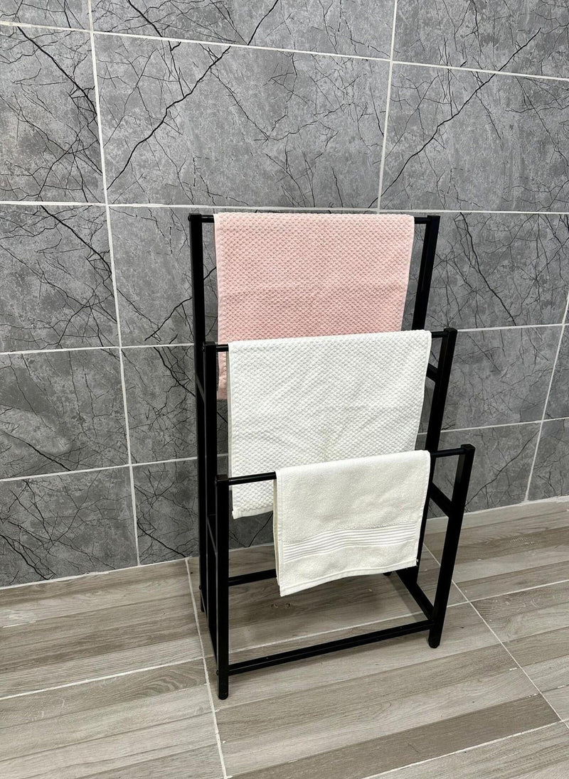 3 Tier Metal Drying Stand for Bathroom – Modern Freestanding Towel Rack | Sleek Minimalist Organizer