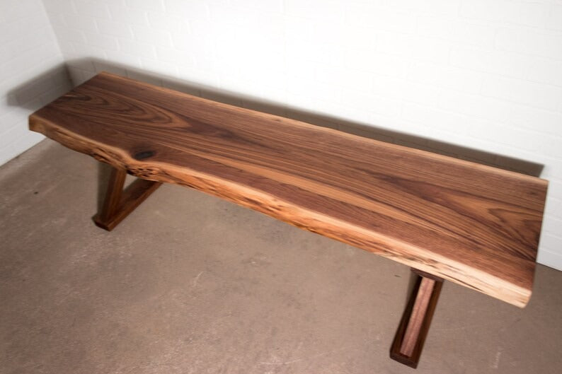 Farmhouse Dining Bench – Live Edge Sheesham Bench | Live Edge Wood Bench | Custom Wood Dining Bench
