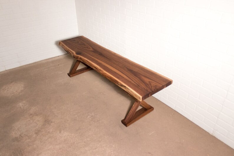 Farmhouse Dining Bench – Live Edge Sheesham Bench | Live Edge Wood Bench | Custom Wood Dining Bench
