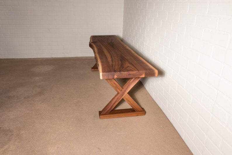 Farmhouse Dining Bench – Live Edge Sheesham Bench | Live Edge Wood Bench | Custom Wood Dining Bench