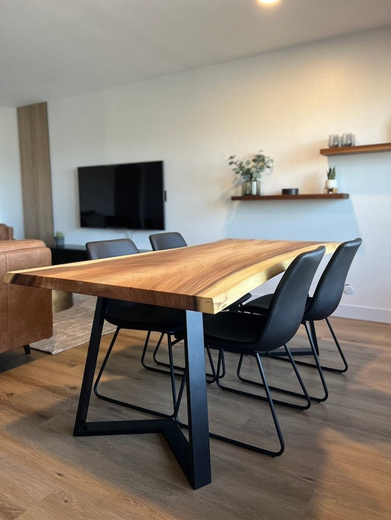 Custom Live Edge Sheesham Dining Table – Handcrafted Rustic Dine Table for Home, Café & Modern Interiors