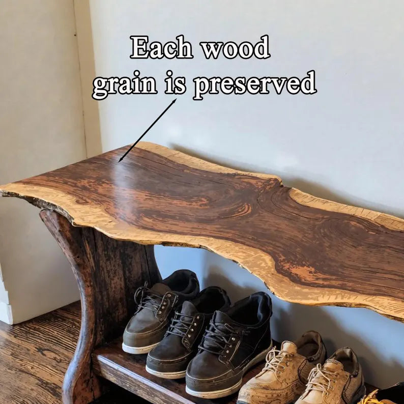 Farmhouse Shoe Rack Bench | Solid Wood Entryway Bench | Rustic Shoe Storage