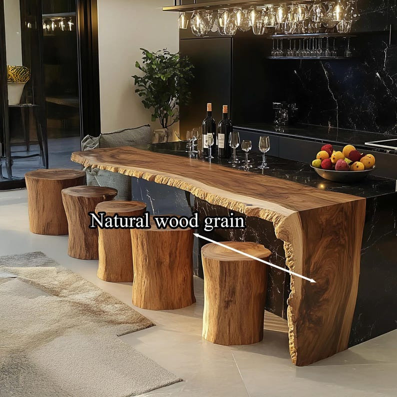 Counter Height Live Edge Bar Table – Solid Sheesham Wood Pub Table | Rustic Home Décor, Dining & Coffee Table