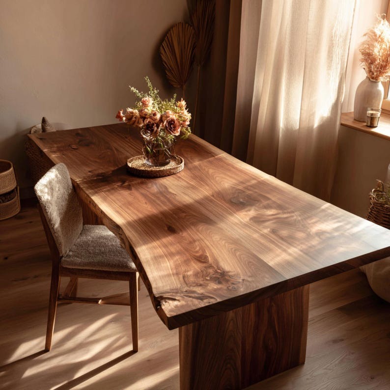 Solid Wood Sheesham Dining Table – Handmade Rustic Farmhouse Table | Natural Wooden Dining Table | Custom Sheesham Dining Furniture