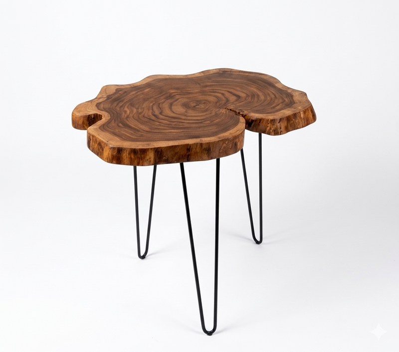 Live Edge Sheesham Wood Coffee Table – Handcrafted Round Table