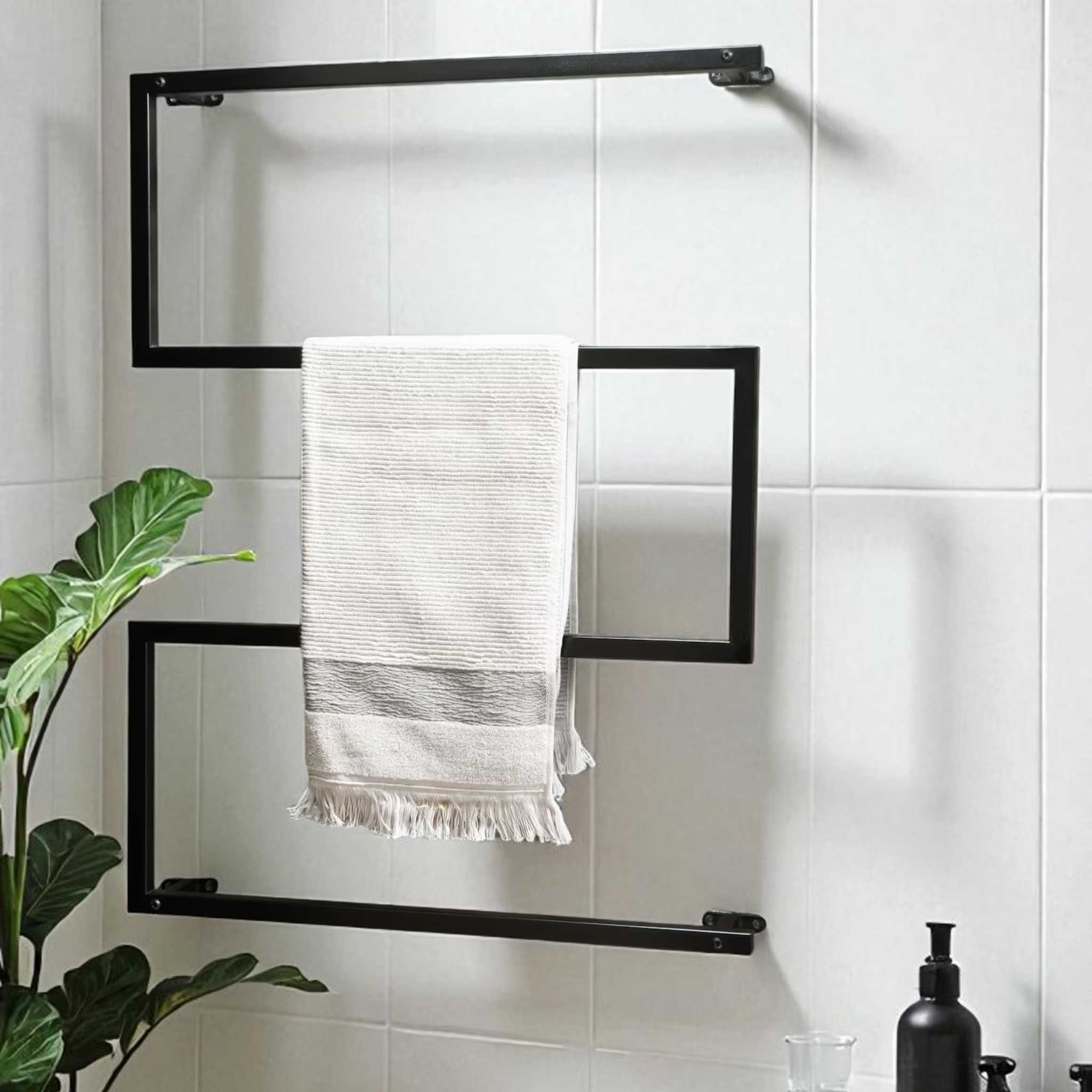 Modern Wall Mounted Metal Towel Rack – Minimalist Bathroom Holder | Aureus Living Pakistan
