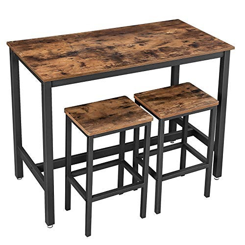 Bar Table Set with 4 Bar Stools – Sheesham Wood & Metal