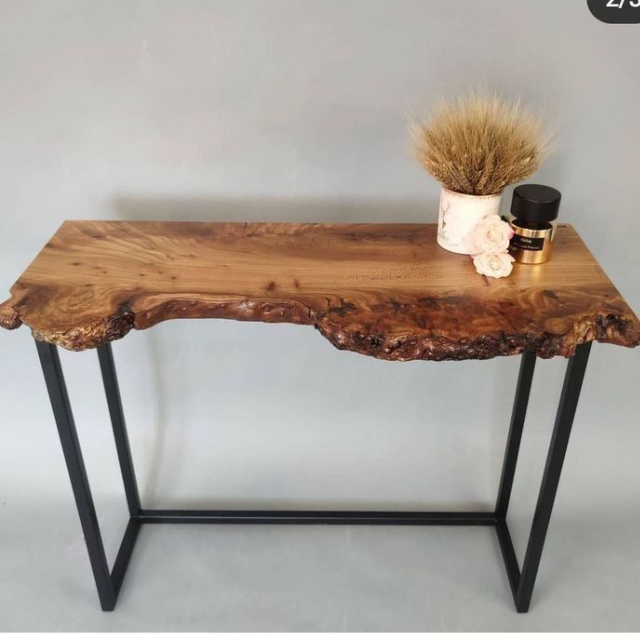 Rustic Live Edge Console – Sheesham Wood Console Table
