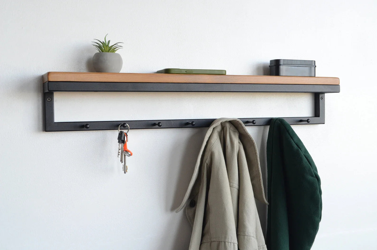 Unique Wall Mounted Rustic Clothing Shelf – Wooden Hanger & Storage