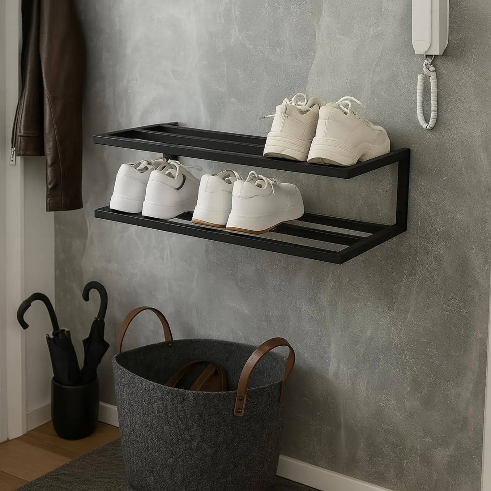 Wall Mounted Shoe Rack – Metal Floating Shoe Shelf & Storage