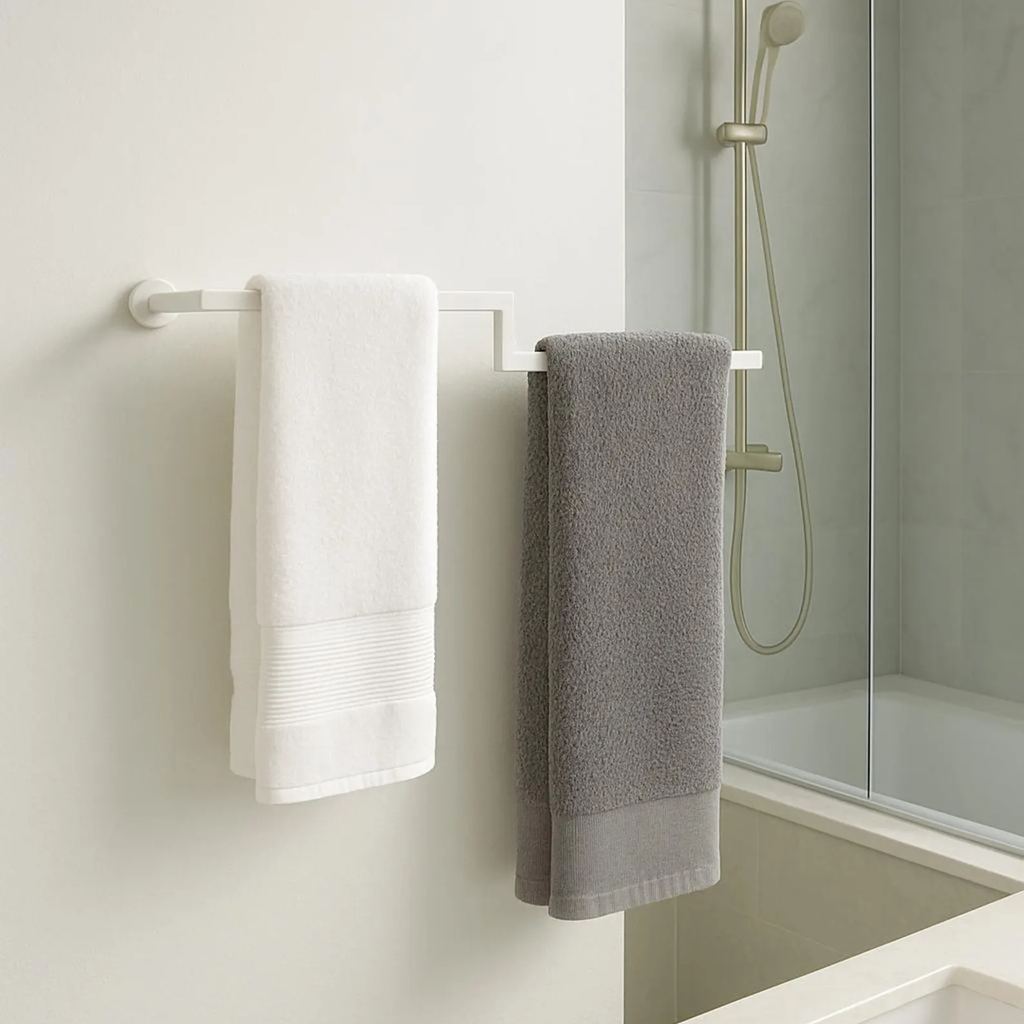 Wall Mounted Metal Towel Holder – Minimalist Rack with Hooks | Aureus Living Pakistan